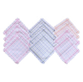 Kuber Industries Handkerchiefs | Soft Cotton | Hankies for Woman | Hankies for Girls | Check Cutwork | Rumal for Woman | Girls | Wicking Sweat | Set of 12 | White